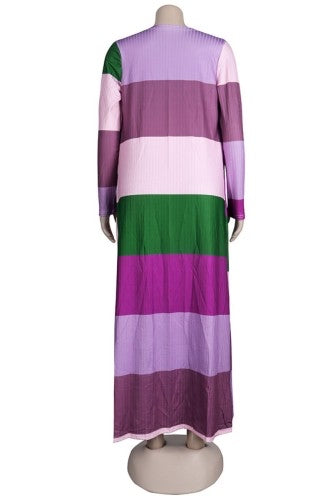 Womens 2-Piece Striped Dress With Matching Long Jacket (Large Only)