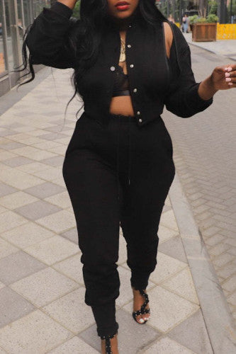 Black With Zippers Women’s 2-Piece Pants Set (Small Only)