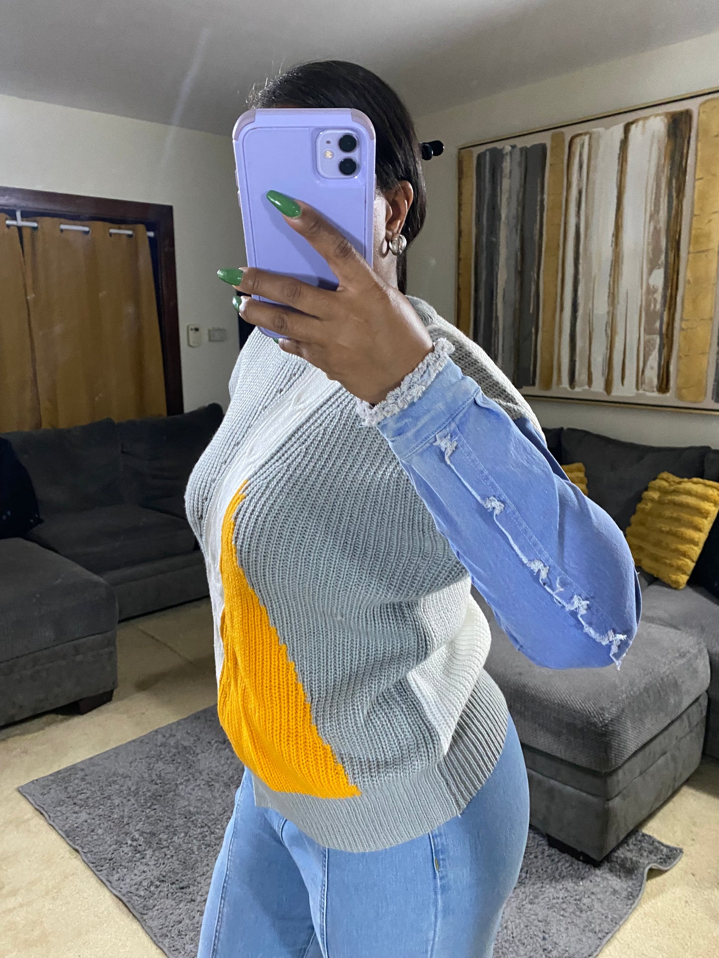 Jean Sleeves Womens Knitted Sweater