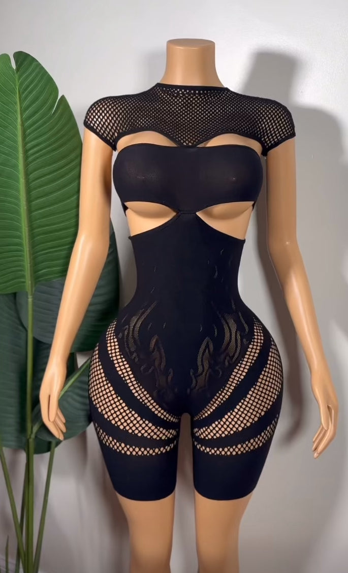 Women’s Sexy Mesh Poster Girl Outfit Romper