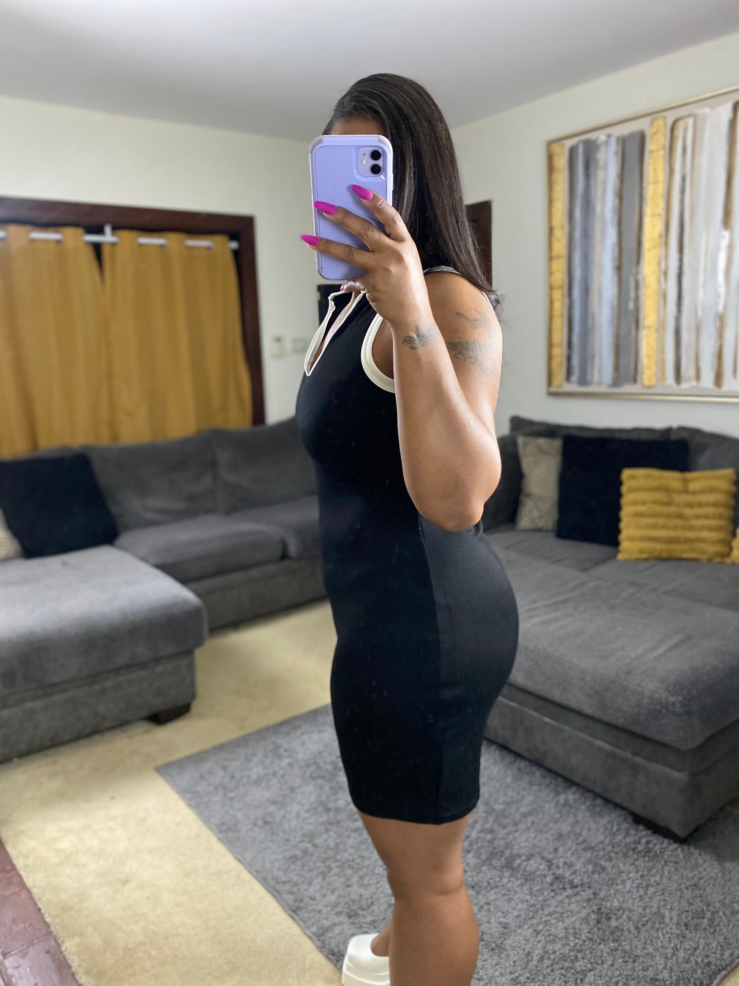 Women’s Black Sleeveless Tennis Style Mini Dress