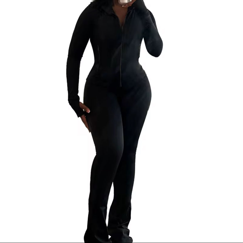 Women’s Plain Fitted Long Sleeve 2-Piece Pants Set
