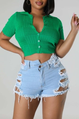 Womens Must Have Ripped Denim Shorts