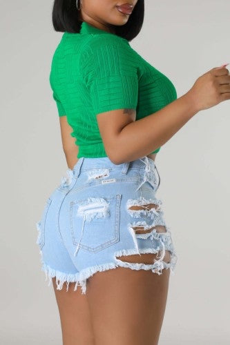 Womens Must Have Ripped Denim Shorts