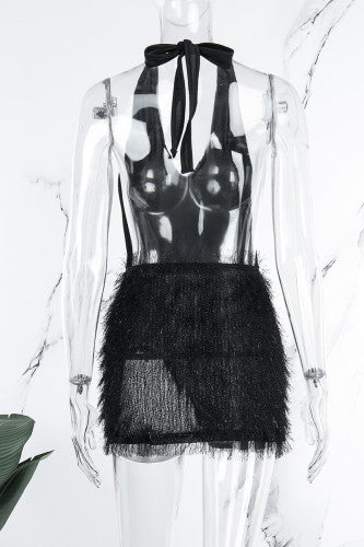 Women's Fuzzy Halter Dress
