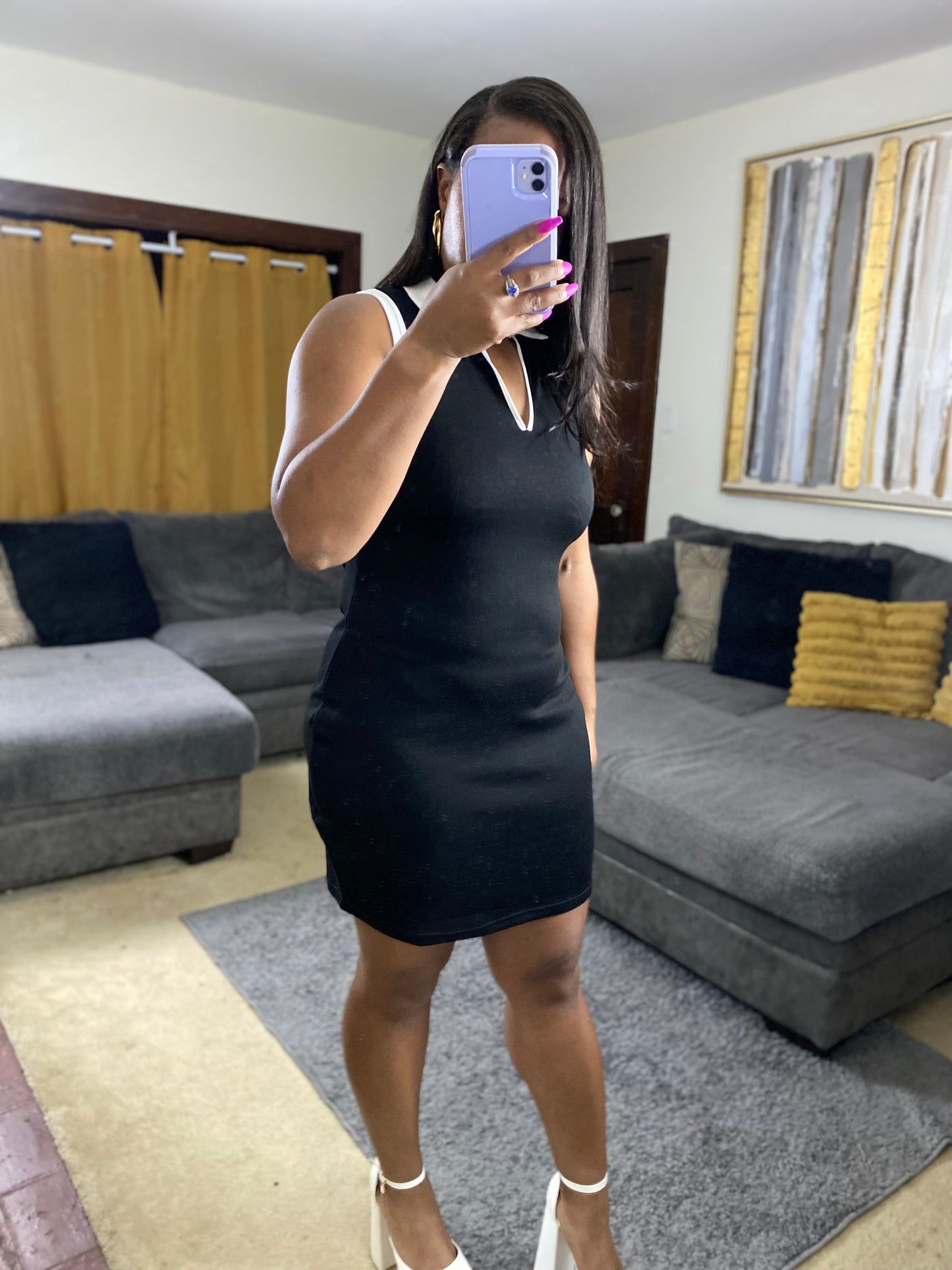 Women’s Black Sleeveless Tennis Style Mini Dress