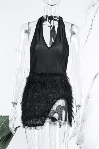 Women's Fuzzy Halter Dress