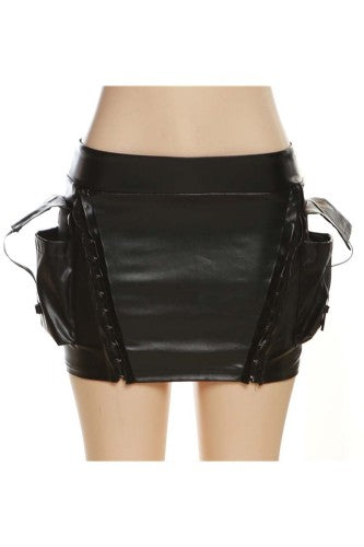Women's Lots Of Leather 2-Piece Skirt Set