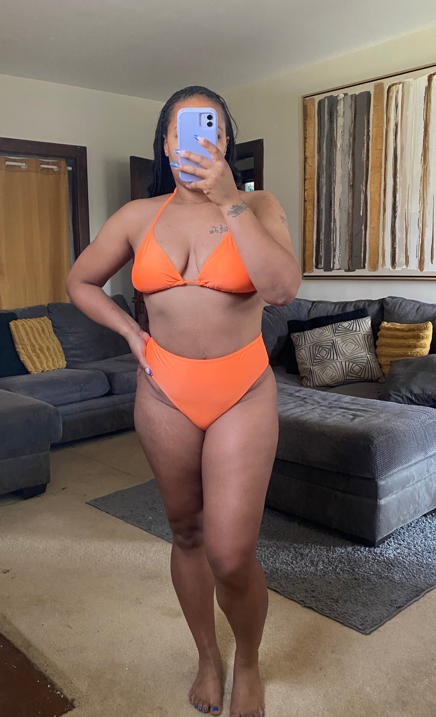 Sunset Glow Mesh Cover-Up & Bikini Set – Vibrant Ombre Beachwear Orange Swimwear
