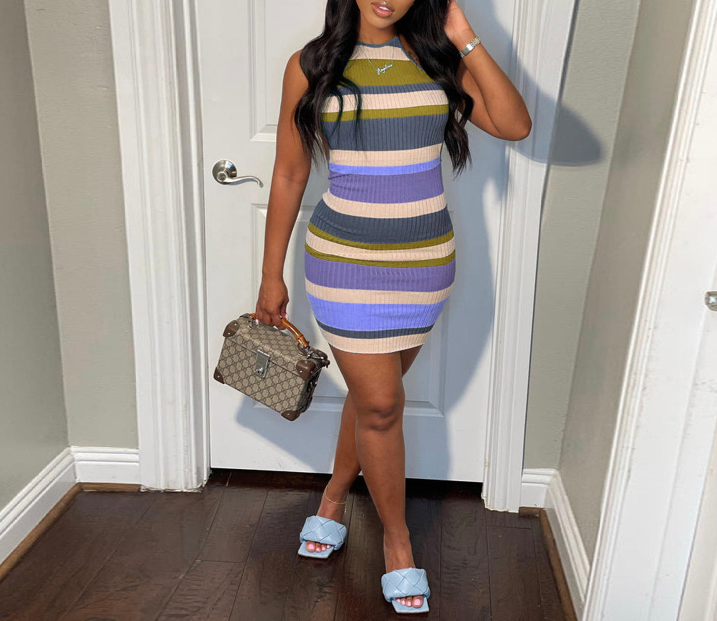 Women's Striped Mini Dresses