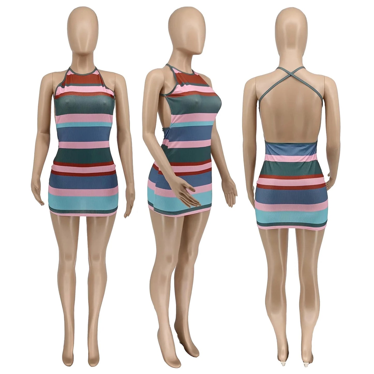 Women's Striped Mini Dresses