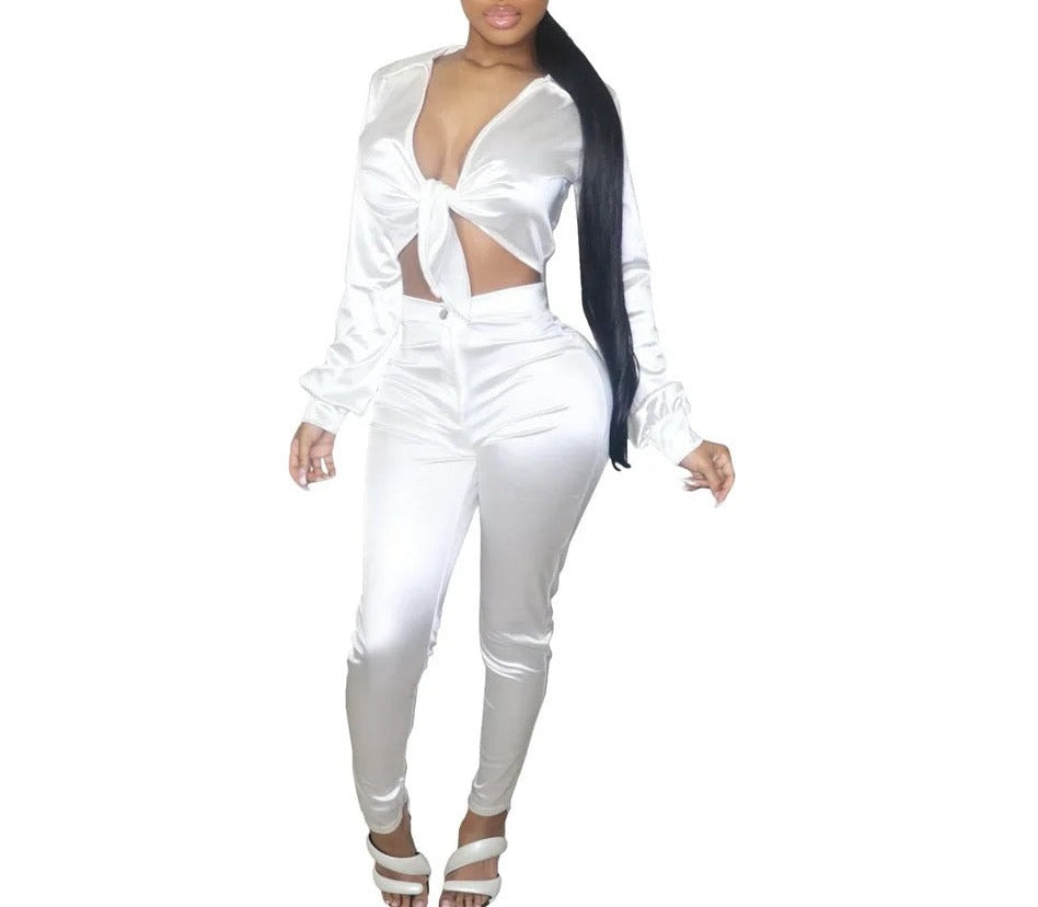 Women's Sexy Satin 2-Piece Pants Set