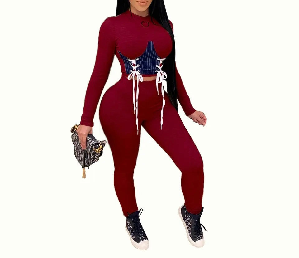 Women's Corset Style 2-Piece Pants Set