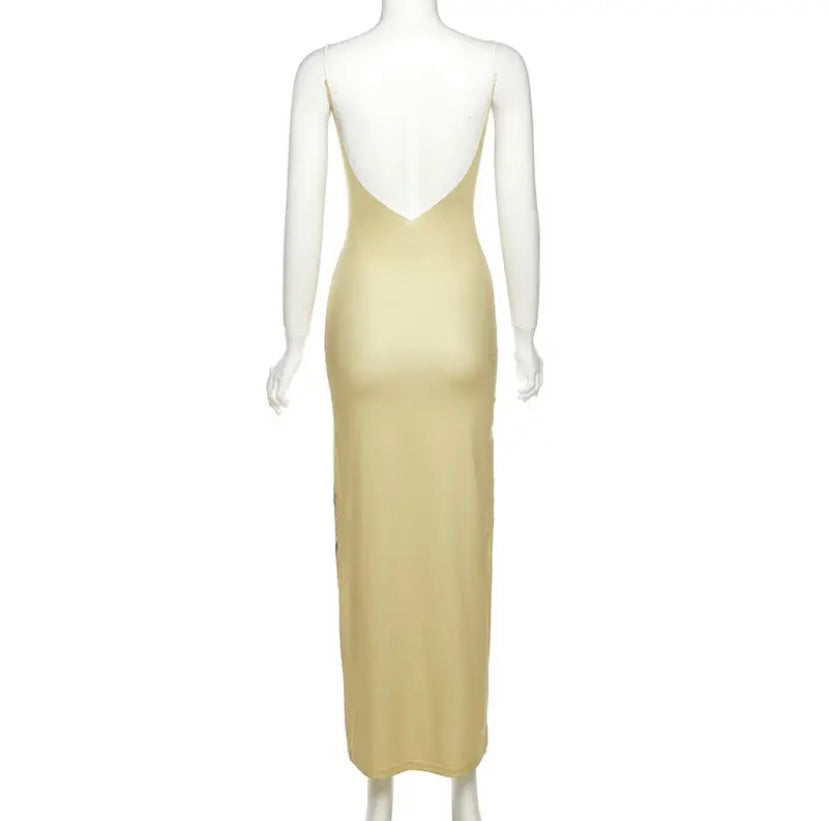 Body Outline Spaghetti Strap Women’s Maxi Dress