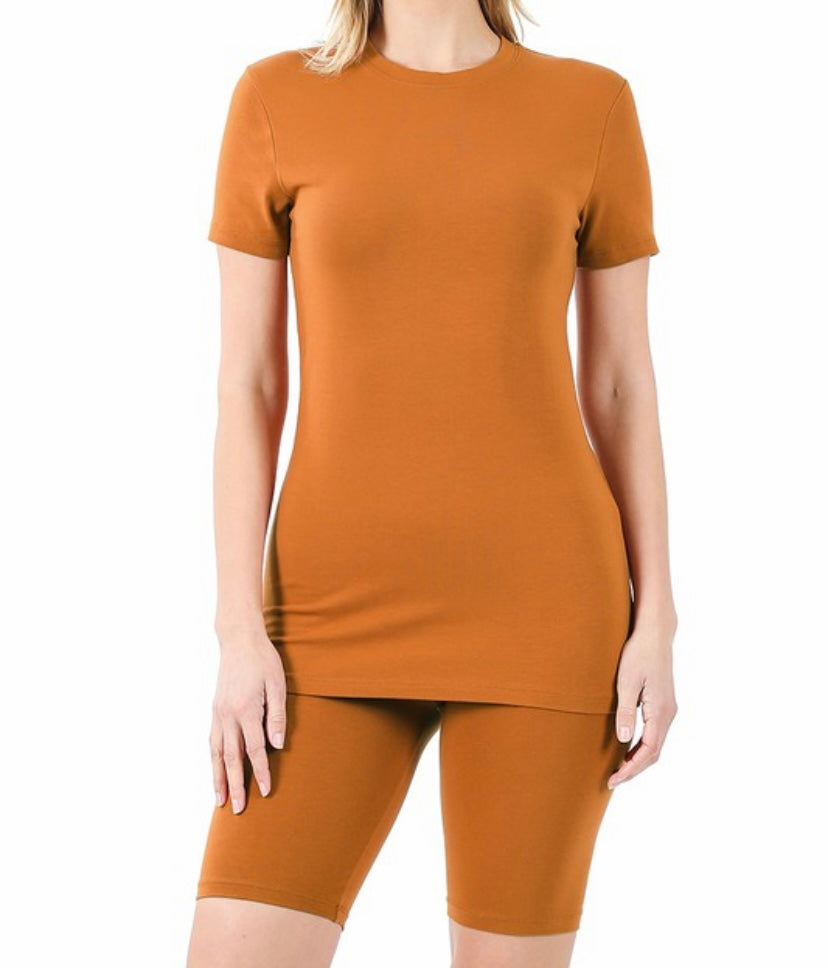 Women's Casual Cotton 2-Piece Biker Short Set