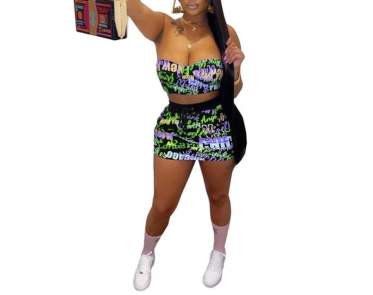 Womens 2-Piece Skirt and Tube Top Set