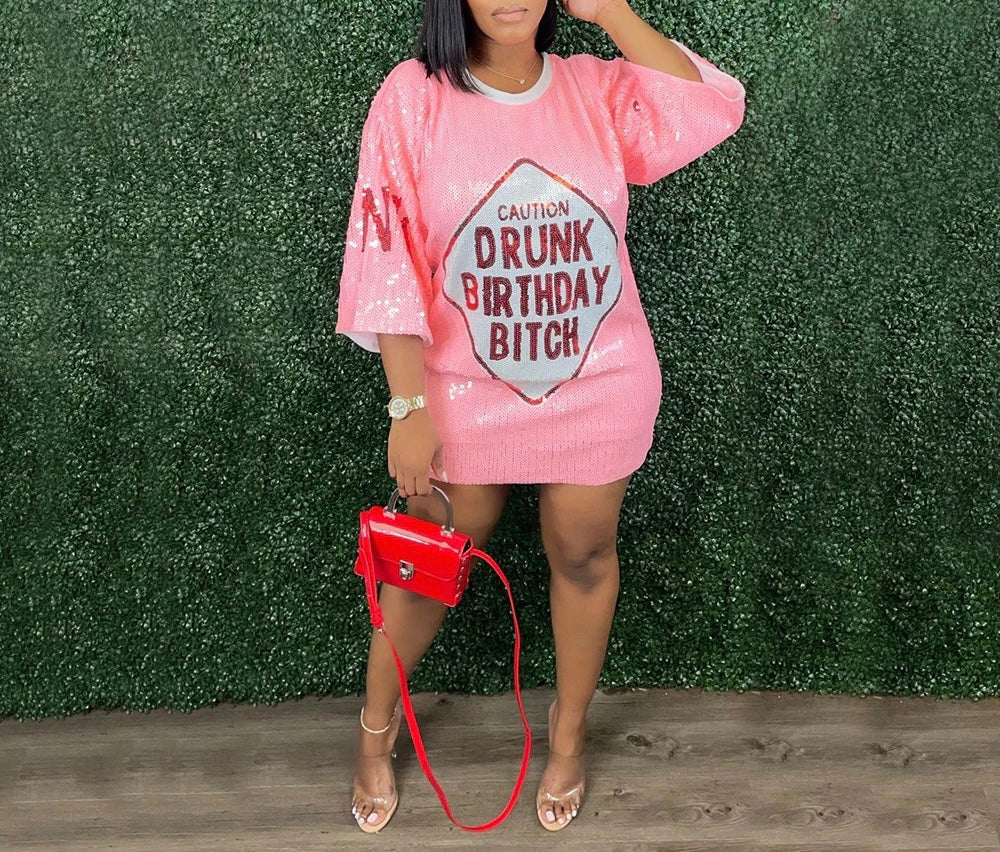 Women's Birthday Girl Sequin Dress