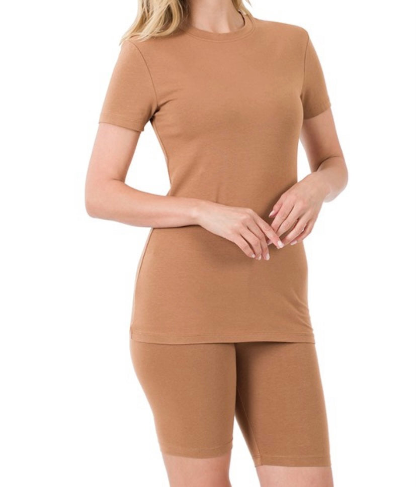 Women's Casual Cotton 2-Piece Biker Short Set