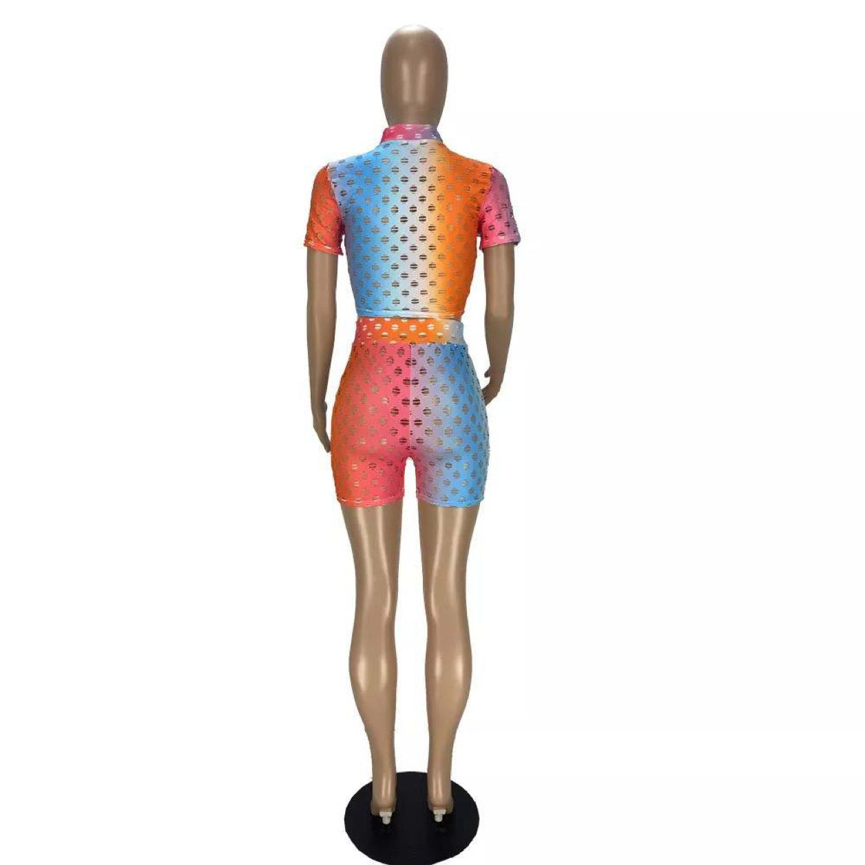 Womens Rainbow 2-Piece Shorts Set