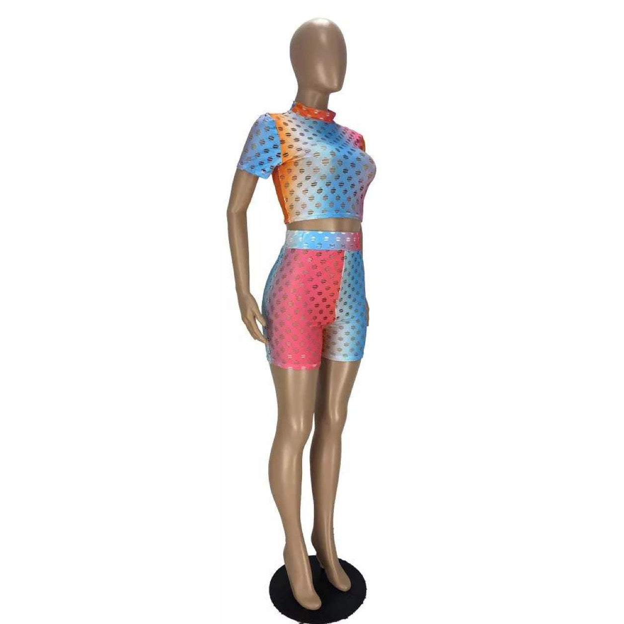 Womens Rainbow 2-Piece Shorts Set