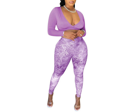 Womens Purple Preferred 2-Piece Pants Set