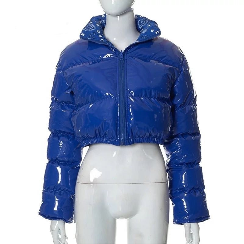 Womens Reversible Bandana Print Puffer Jacket (Small Only)