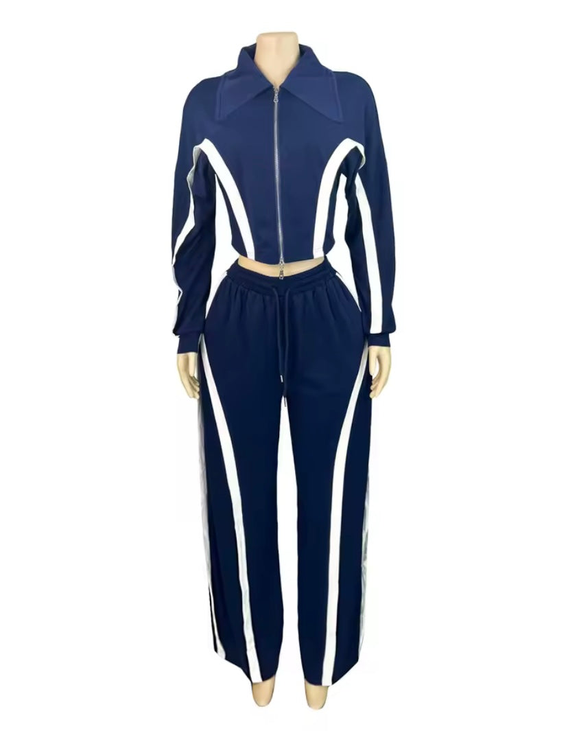 Women’s Trendy Wide Leg 2-Piece Set Vybe Luxe Stripe 2-Piece Outfit Set