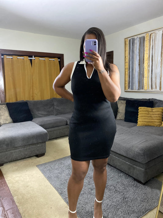 Women’s Black Sleeveless Tennis Style Mini Dress