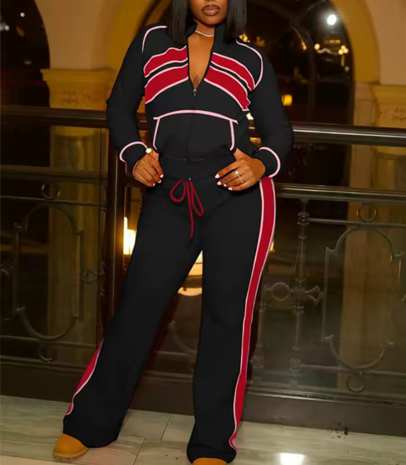 Women’s 2-Piece Multicolor Pants Set Tall Girl Friendly Loungewear Outfit Set