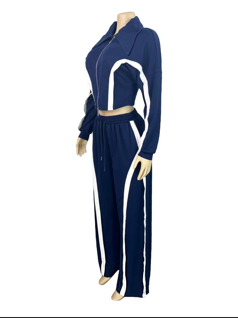Women’s Trendy Wide Leg 2-Piece Set Vybe Luxe Stripe 2-Piece Outfit Set