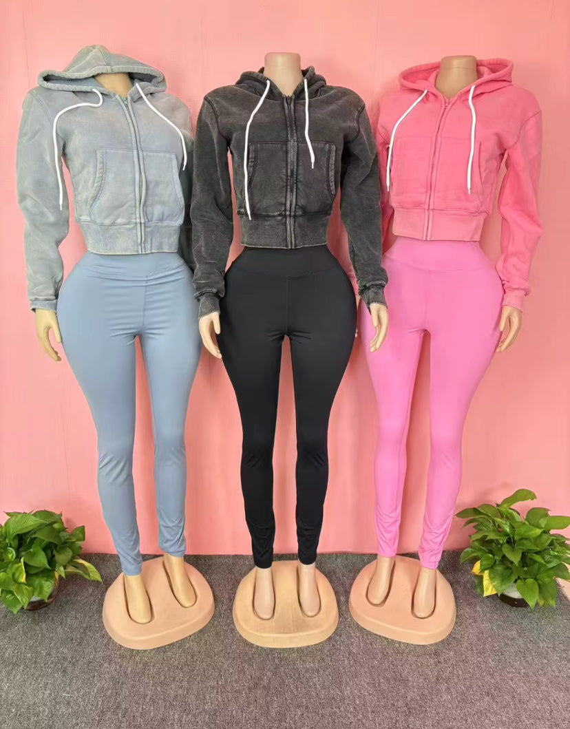 Women’s 2-Piece Fleece Jacket and Leggings Set