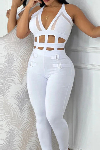 Womens White Hot Halter Jumpsuit (2XL Only)