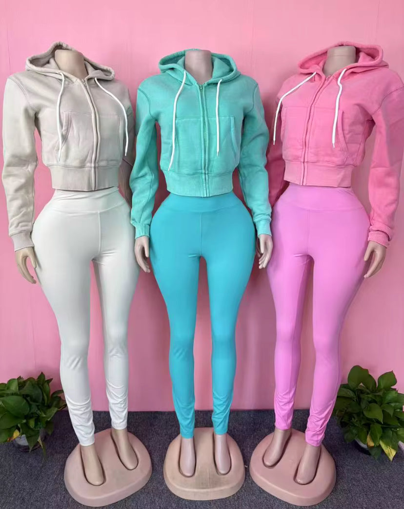 Women’s 2-Piece Fleece Jacket and Leggings Set