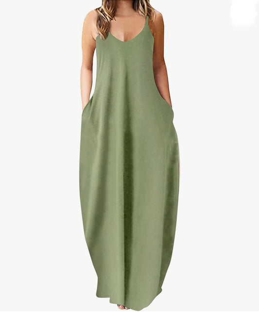 Light Green Women's Oversized Loose Fitting Maxi Dress