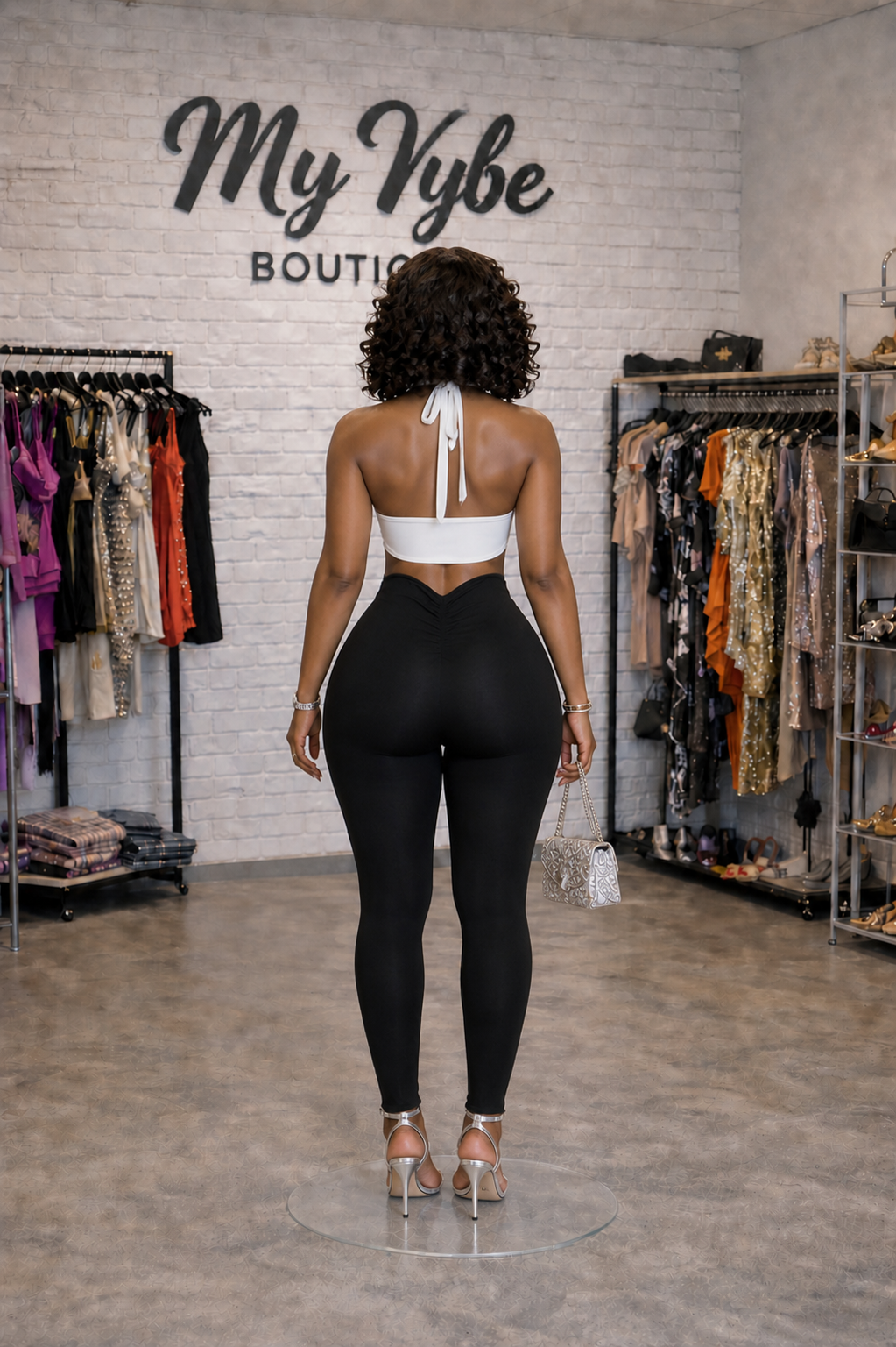 Sculpted Chic Halter Bodysuit & High-Waist Leggings Set – Backless Bodycon Jumpsuit