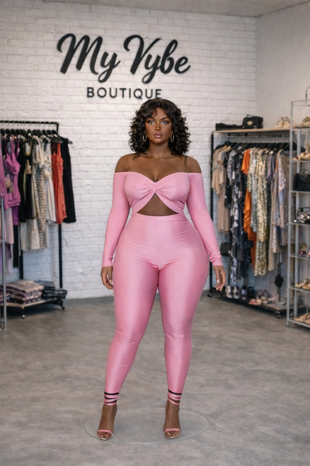 Women’s Sexy Off The Shoulder Hollow Out Satin Jumpsuit (XL Only)