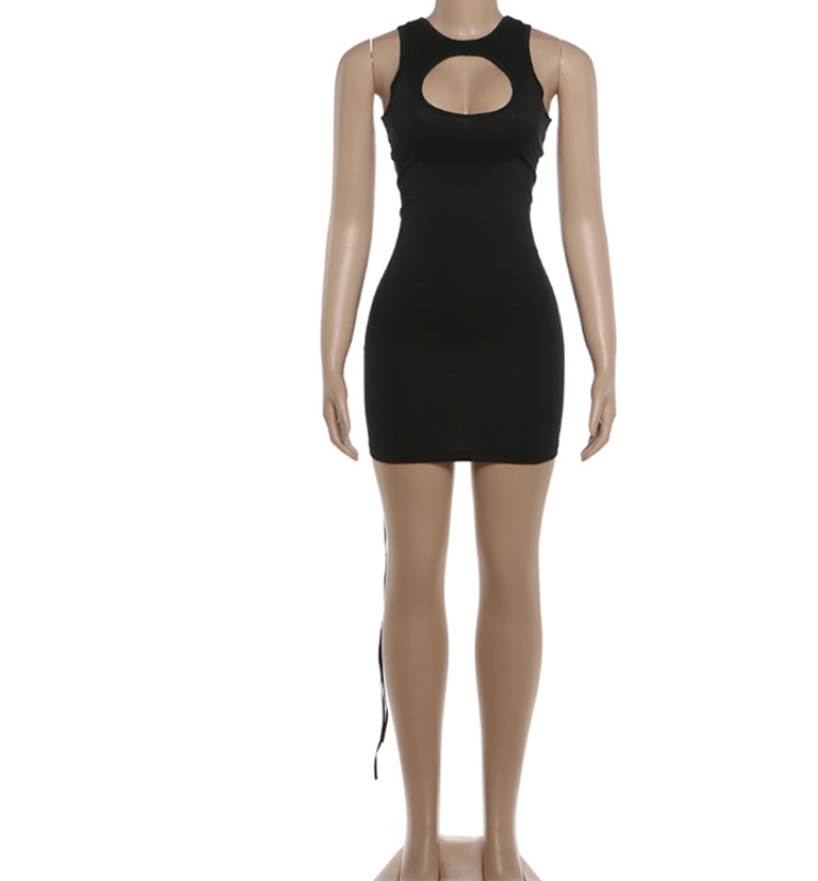 Lace-Up Cut Out Bodycon Mini Dress – Sexy Backless Black Club Dress for Women