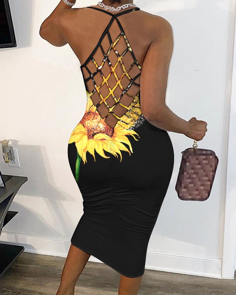 Womens Sunflower Maxi Dress