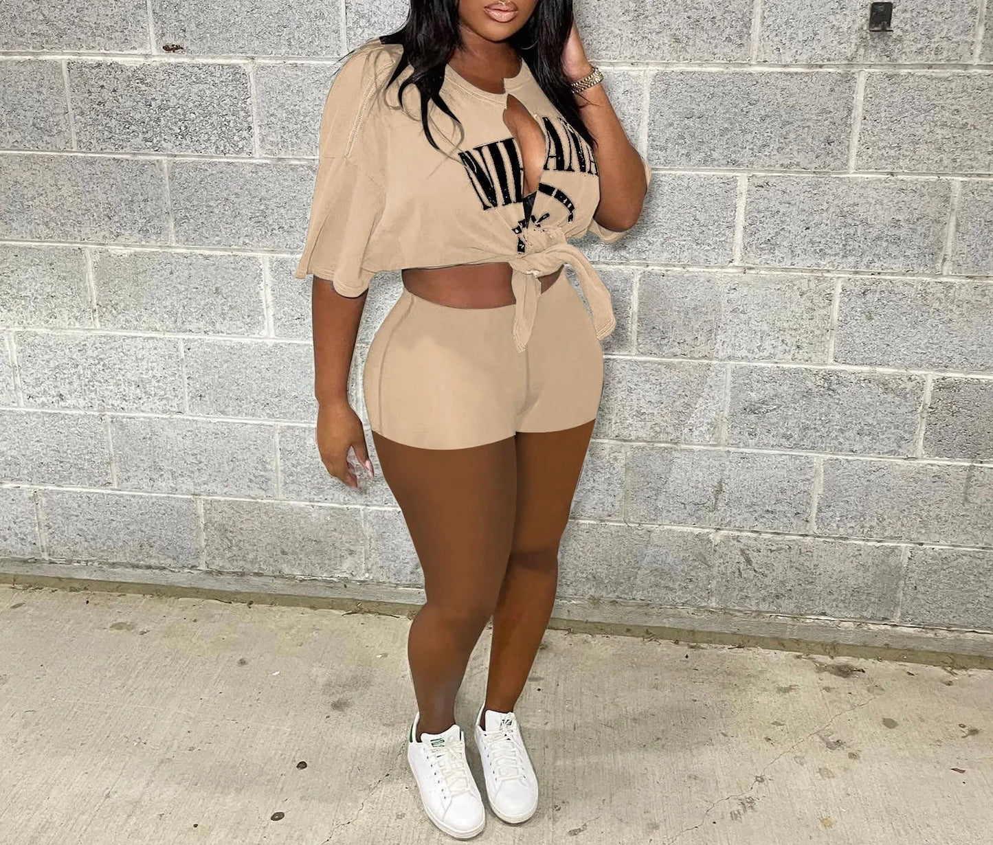 Womens Nirvana Printed 2-Piece Shorts Set
