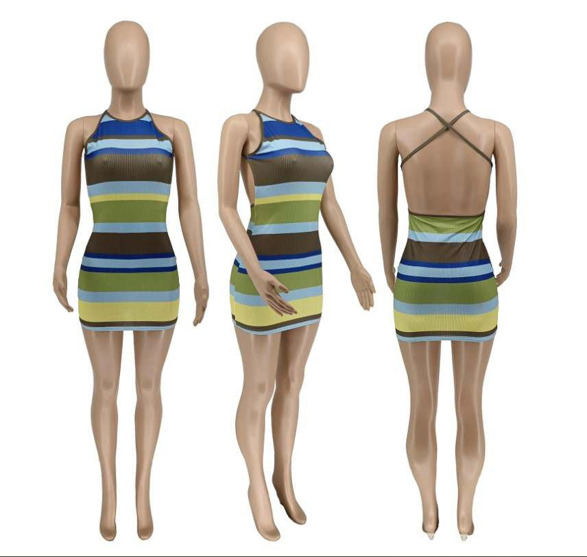 Women's Cute Striped Mini Dresses