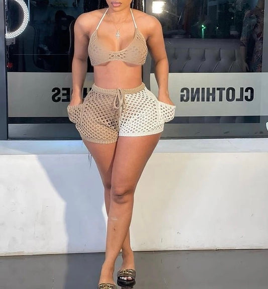 Womens 50/50 See Through Shorts Set