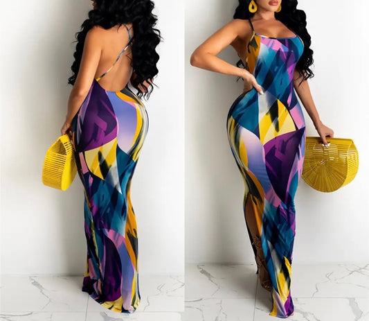 Geometric Style Womens Maxi Dress