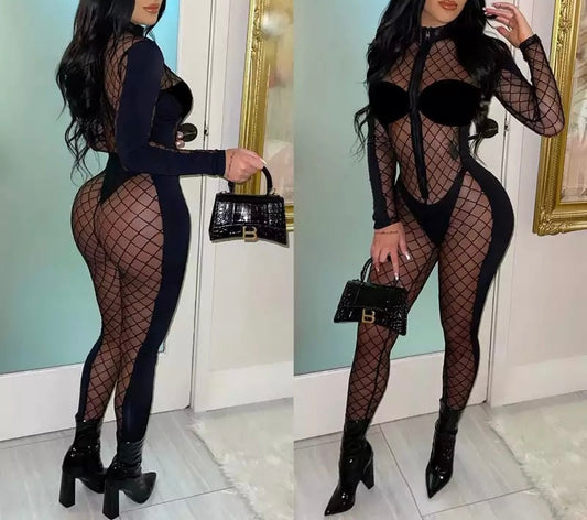 Women's Act Like You Know Fishnet Jumpsuit