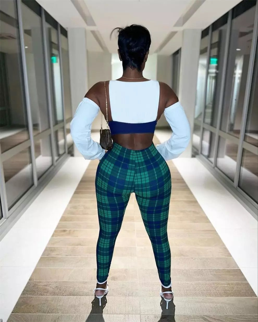 Womens Plaid & Looking Pretty 2-Piece Pants Set