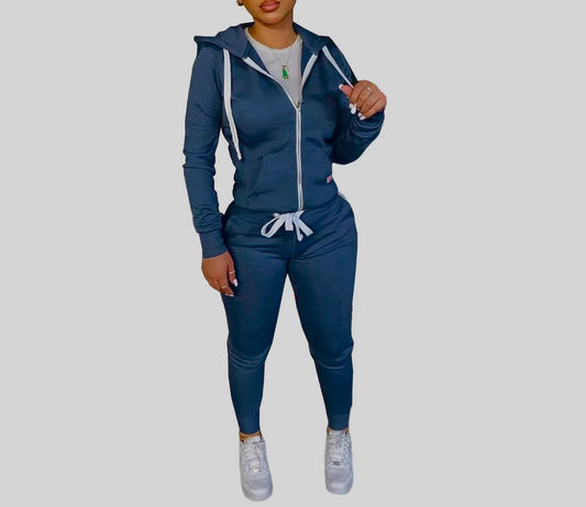 Womens Hooded 2-Piece Casual and Comfortable Matching Pant Set