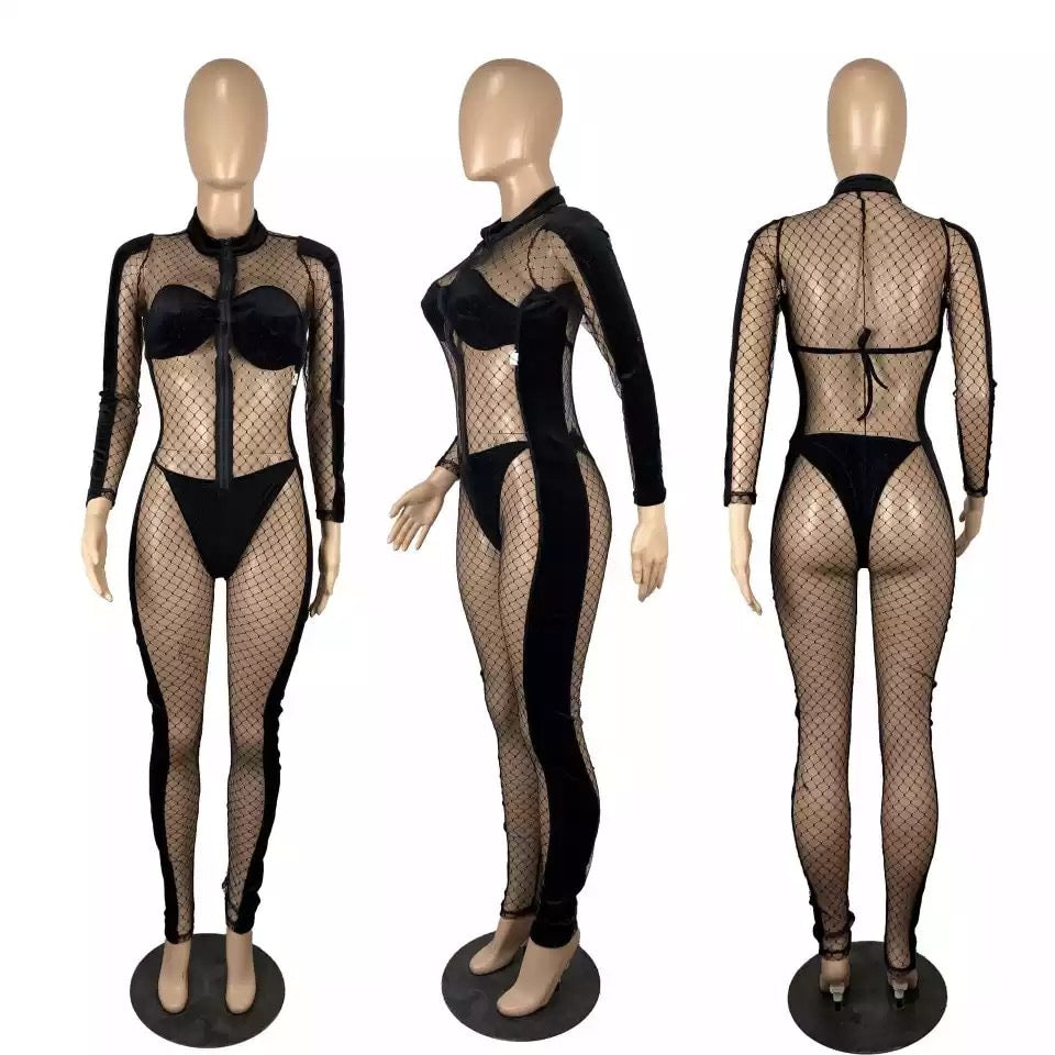 Women's Act Like You Know Fishnet Jumpsuit