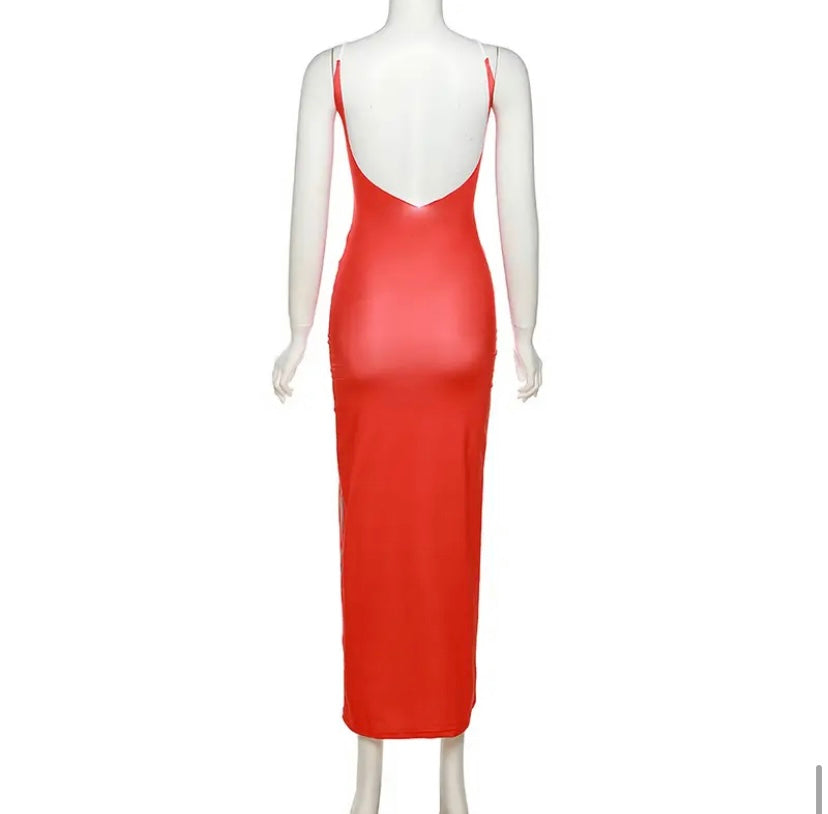 Body Outline Spaghetti Strap Women’s Maxi Dress