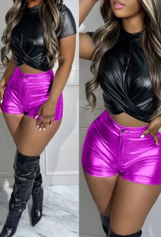 Fuchsia Metallic Womens Shorts (Small & 2XL Only)