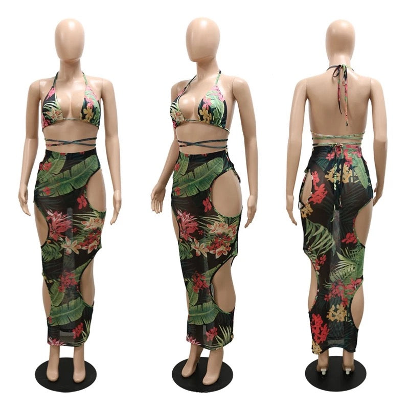 Women's 3-Piece Floral Swimsuit Set(Large Only)