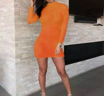Women's Fuzzy Orange Turtleneck Dress (Medium Only)
